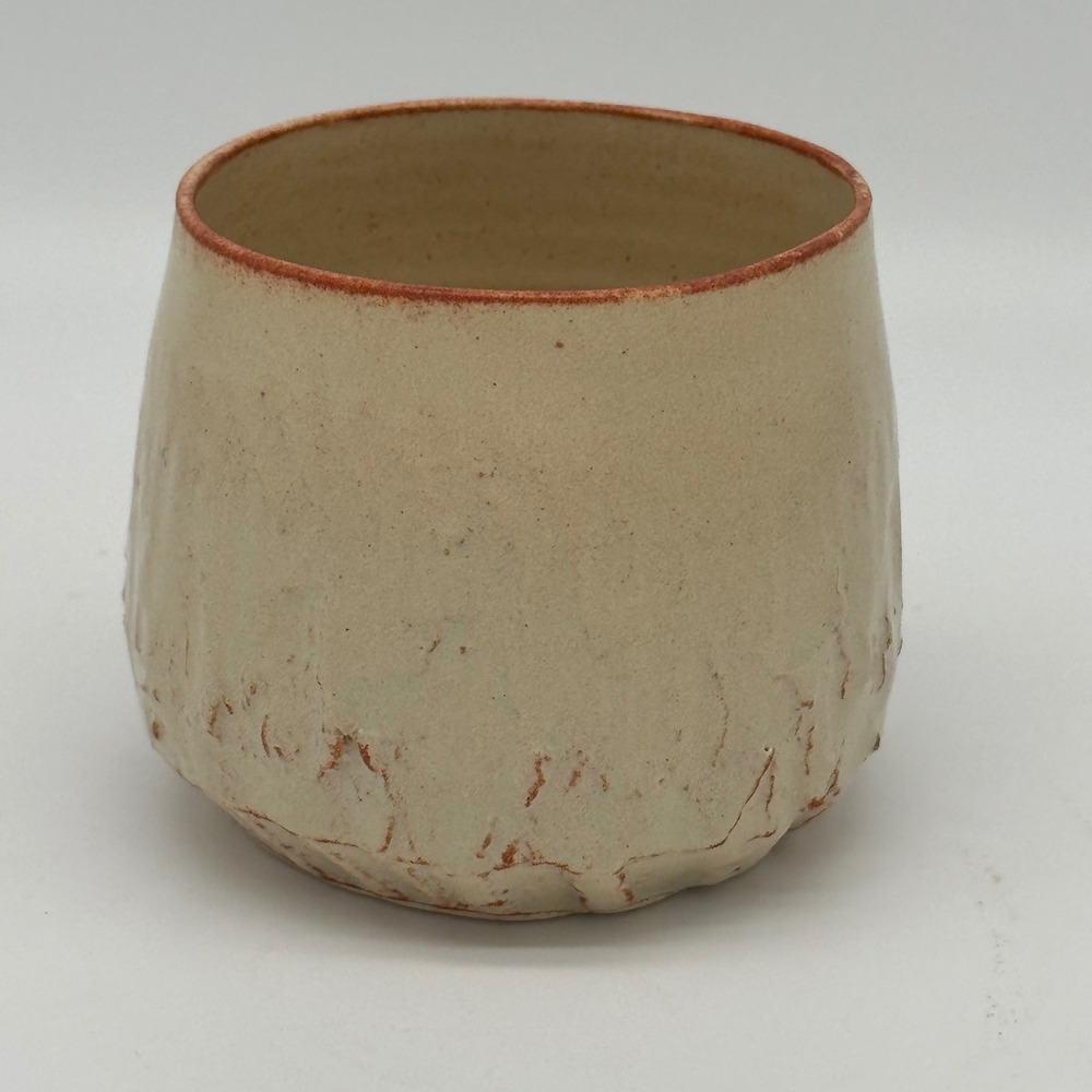 Pottery by Michelle Carved Planter Textured Studio Ceramic Mini Pot 3x3.5